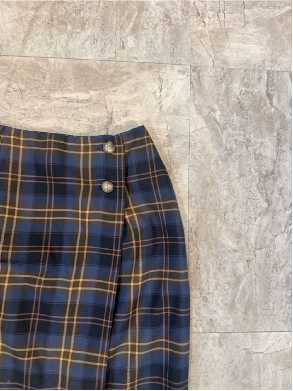 VTG Talbots Petite Wool Blue Plaid Skirt office Preppy USA Sz 4